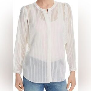 Joie White Rashelda striped Sheer Blouse